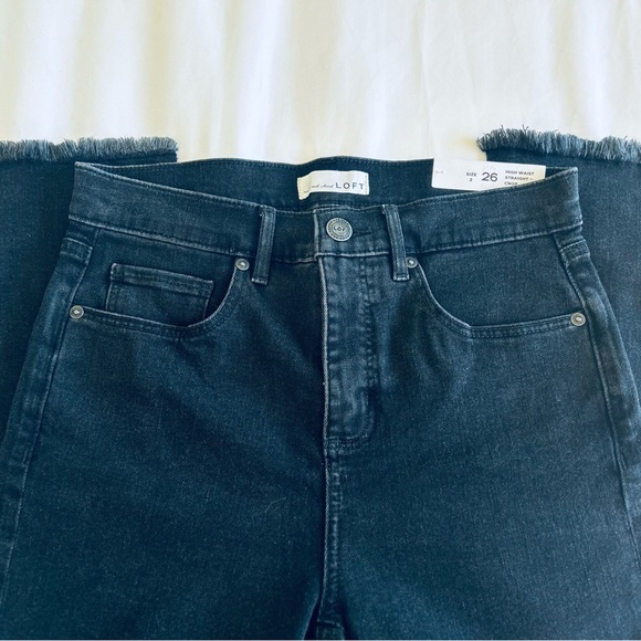 ANN TAYLOR LOFT High Waist Raw Hem Straight Crop 2/26 O-12 * - Picture 3 of 12